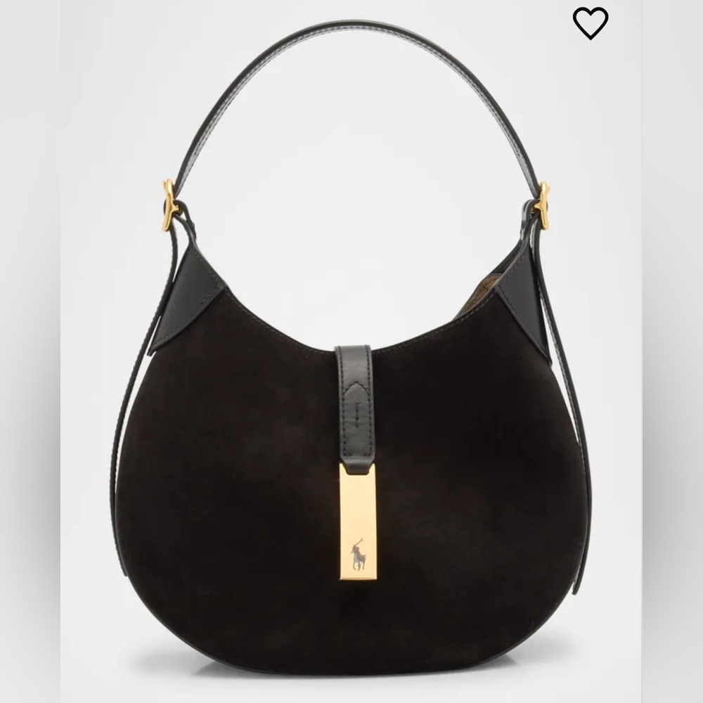 Ralph Lauren Polo ID Bag in Black Suede & Leather